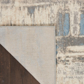 Solace SLA07 Ivory/Grey/Blue Runner-Nourison-Rug Love - The Most Loved Rug Store